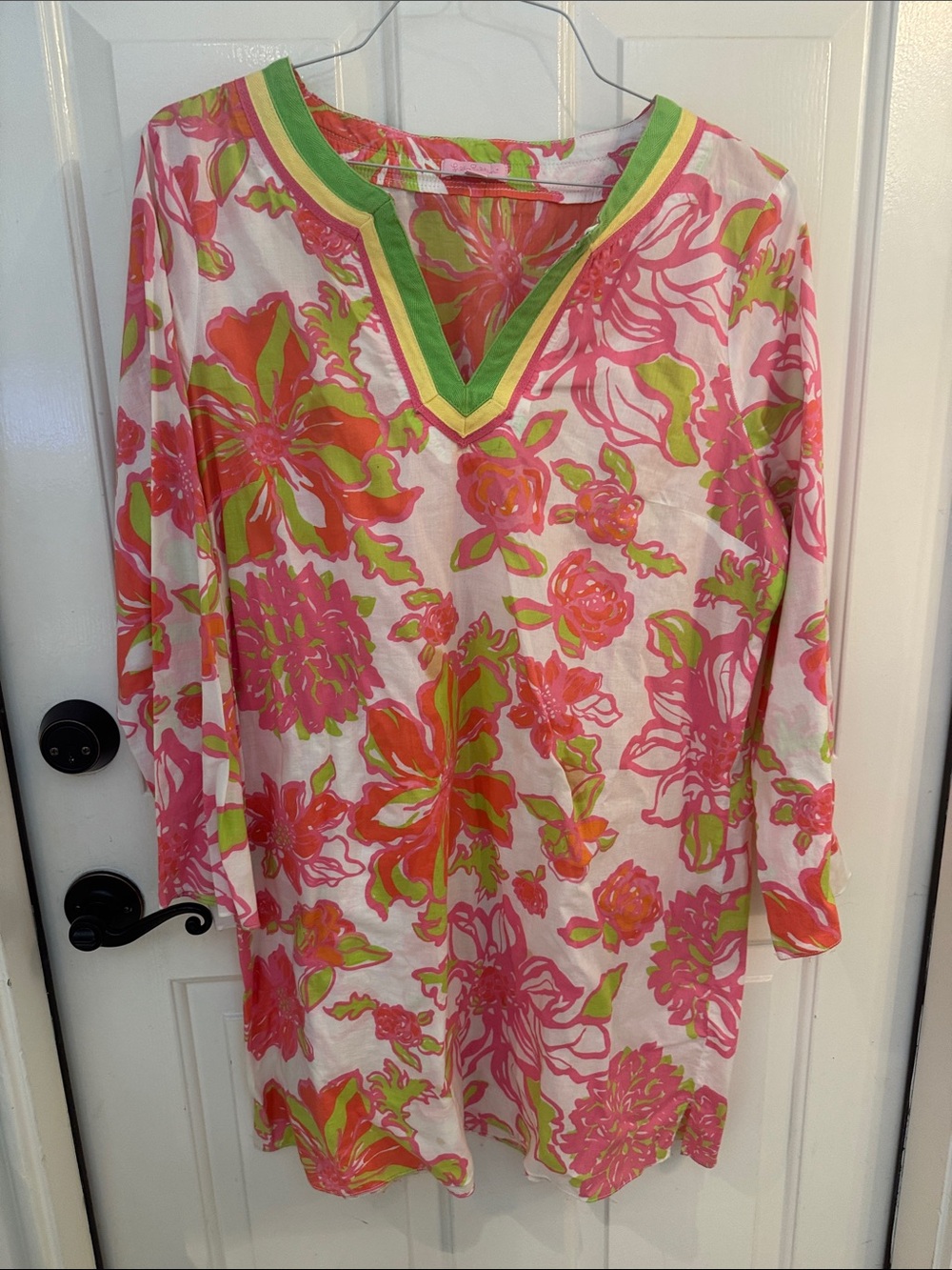 Lilly Pulitzer Coral Pink & Lime Floral Blouse